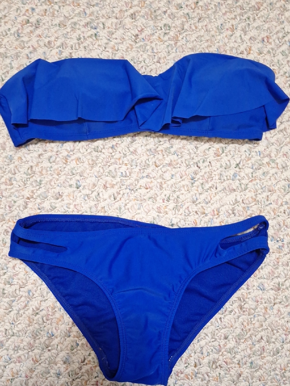 No Boundaries Royal Blue Bandeau Bikini with Double-Strap Bottoms